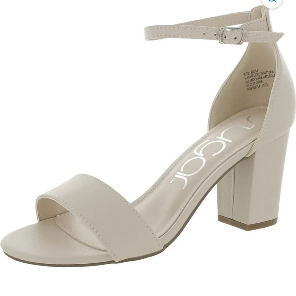 New Sugar Womens Machelene Faux Leather Almond Toe Block Heels size 8 1/2